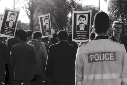 Funeral of Kurdish refugee Siho Iyiguven . Hackney 1990