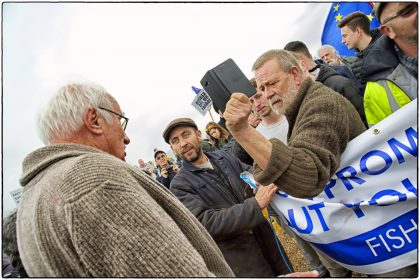 EU Supporters and Fishermen clash. Whitstable- G. Atkinson