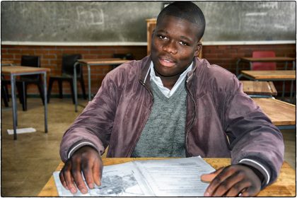 Pupil at Intsebenziswano Secondary School, Philippi. 