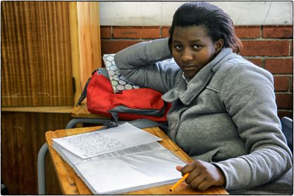 Student at Intsebenziswano School, Philippi. 