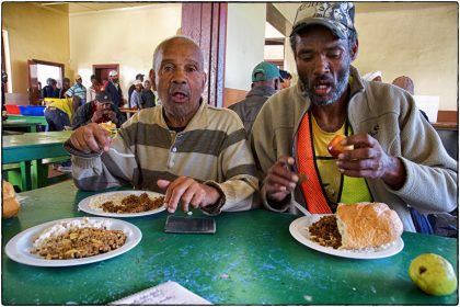 Enjoying lunch.