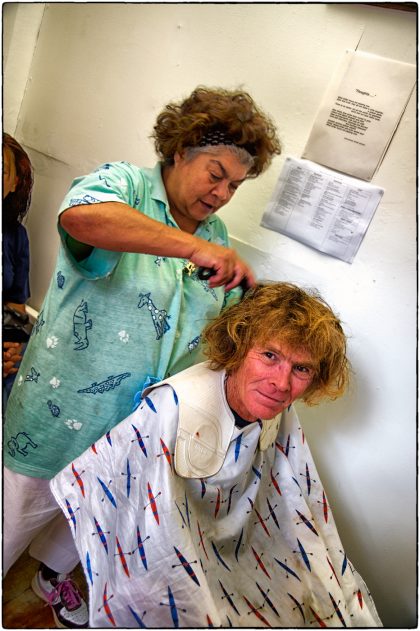 Donald having a haircut.