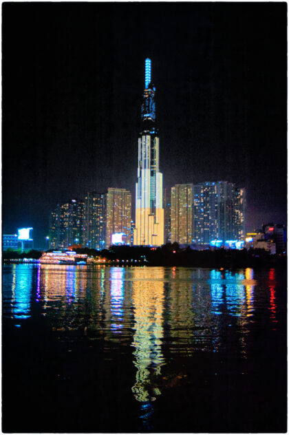 Office Buildings at night. Ho Chi Minh City.