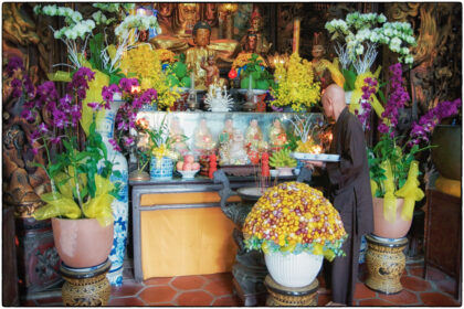 Shrine inside Pagoda. Vietnam.