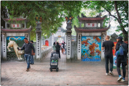 Pagoda by Hoan Kiem Lake.